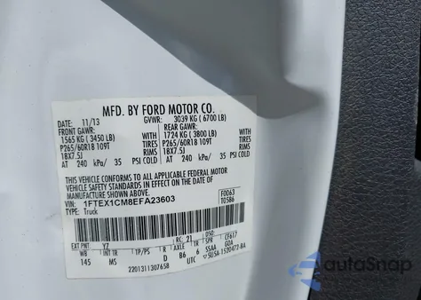 2014 Ford F-150 Xlt z USA, uszkodzony, nr VIN 1FTEX1CM8EFA23603